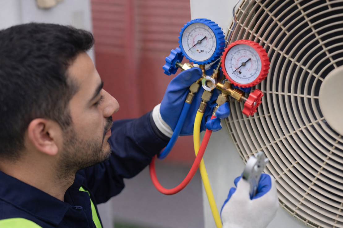 Moderne Klimaanlage in einem Wohnzimmer